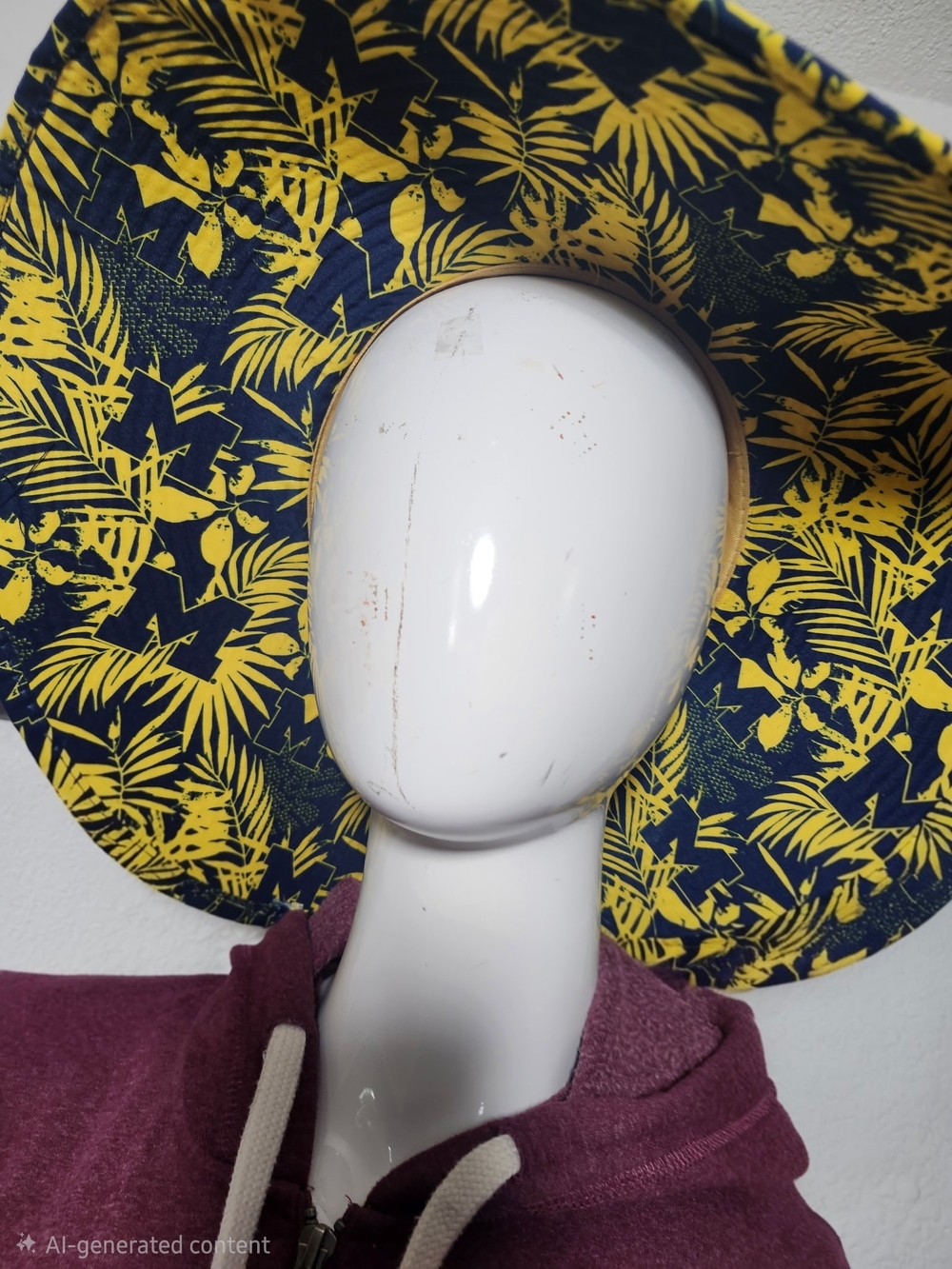 University of Michigan Wolverines Floral Wide Brim Sun Hat Blue Yellow One Size